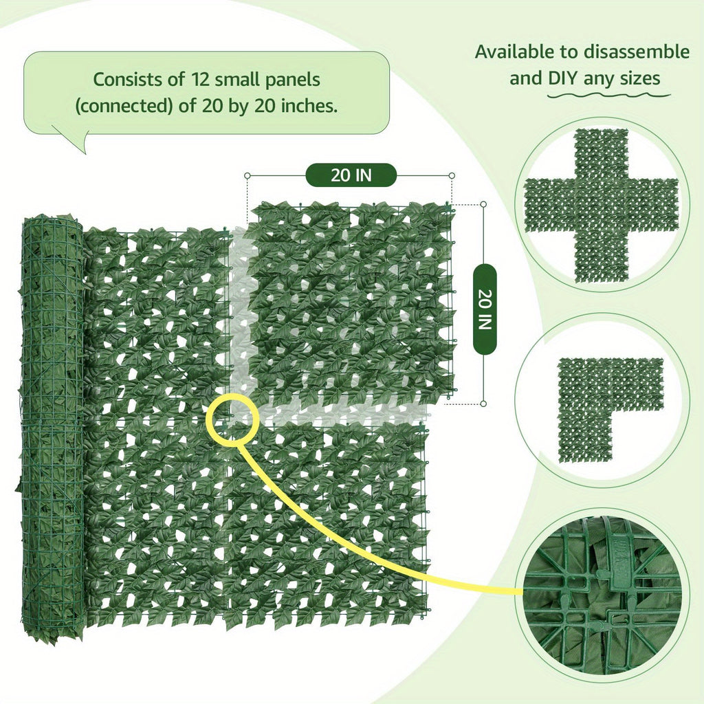 40"x120" Artificial Ivy Privacy Fence Screen Outdoor - UV-Resistant Faux Greenery Panel with Realistic Lush Foliage, Heavy-Duty Plastic Leaf Design for Patio, Balcony, Garden & Backyard - Low-Maintenance Instant Privacy Wall, Durable Outdoor Decorat