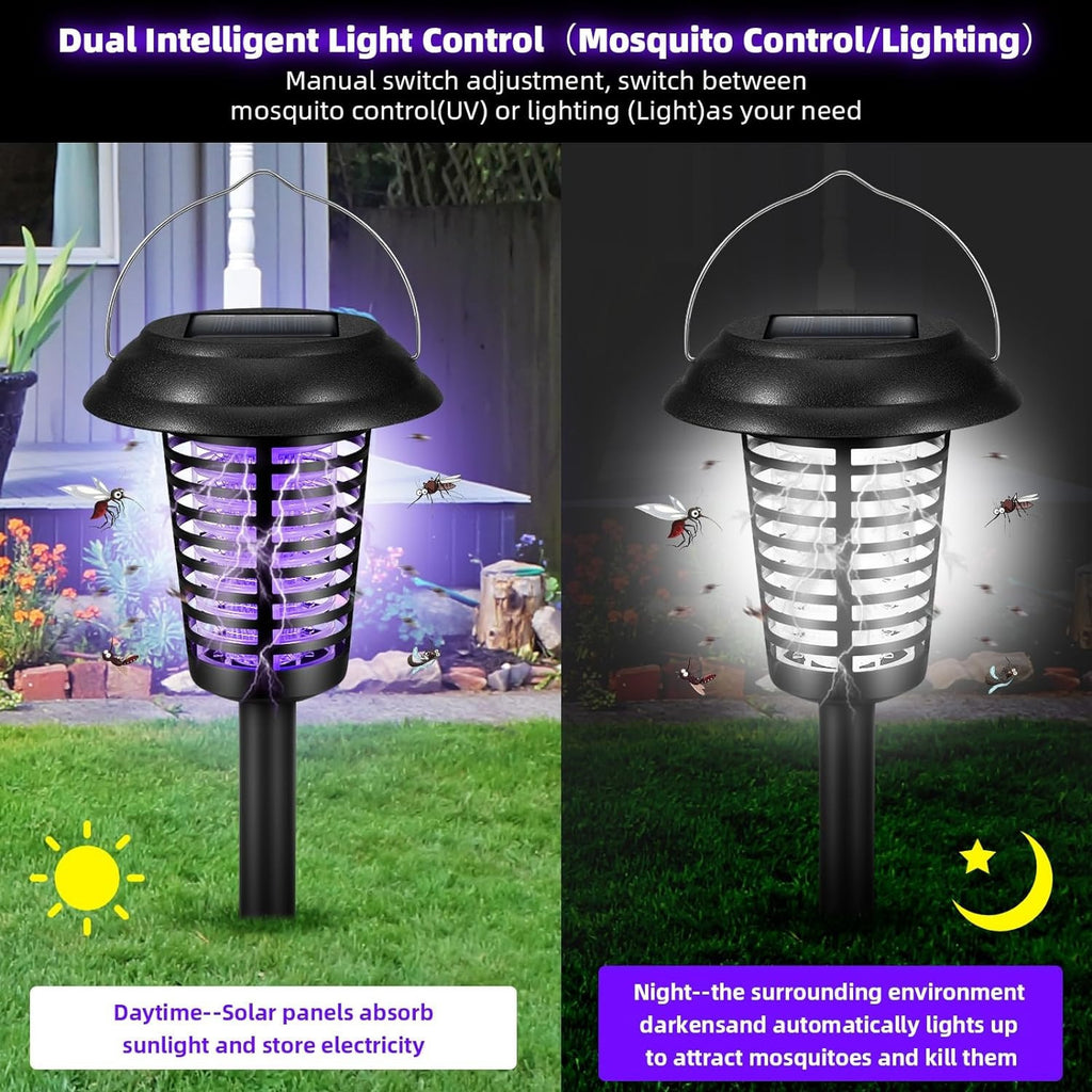 2/4/6pcs Solar Powered Mosquito Zapper Solar Bug Zapper, Bug Zapper Outdoor, Mosquito Repellent Outdoor- Effective Fly Killer & Repellent Light Stake, IP44 Solar Bug Zapper Landscape Light for Garden & Yard