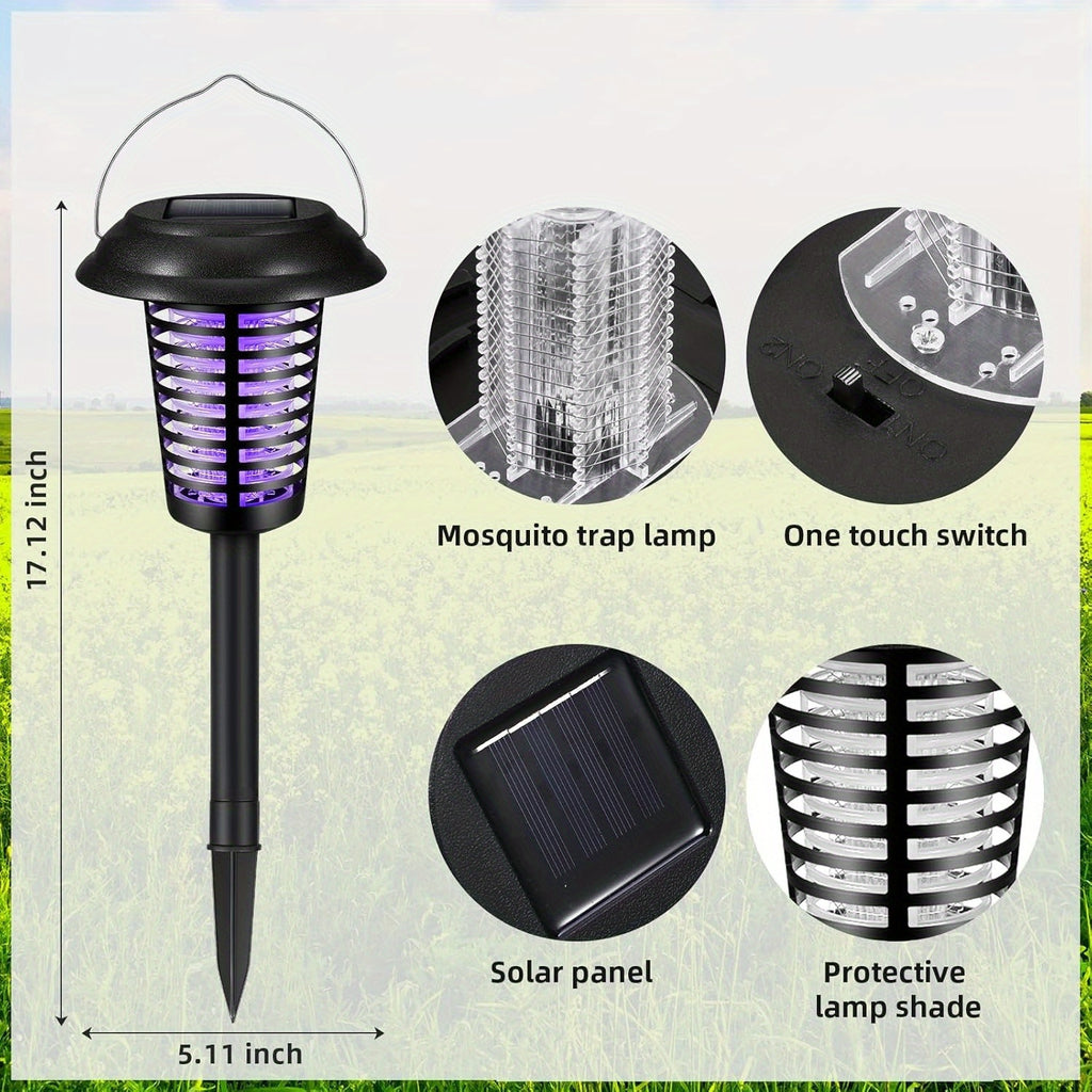 2/4/6pcs Solar Powered Mosquito Zapper Solar Bug Zapper, Bug Zapper Outdoor, Mosquito Repellent Outdoor- Effective Fly Killer & Repellent Light Stake, IP44 Solar Bug Zapper Landscape Light for Garden & Yard
