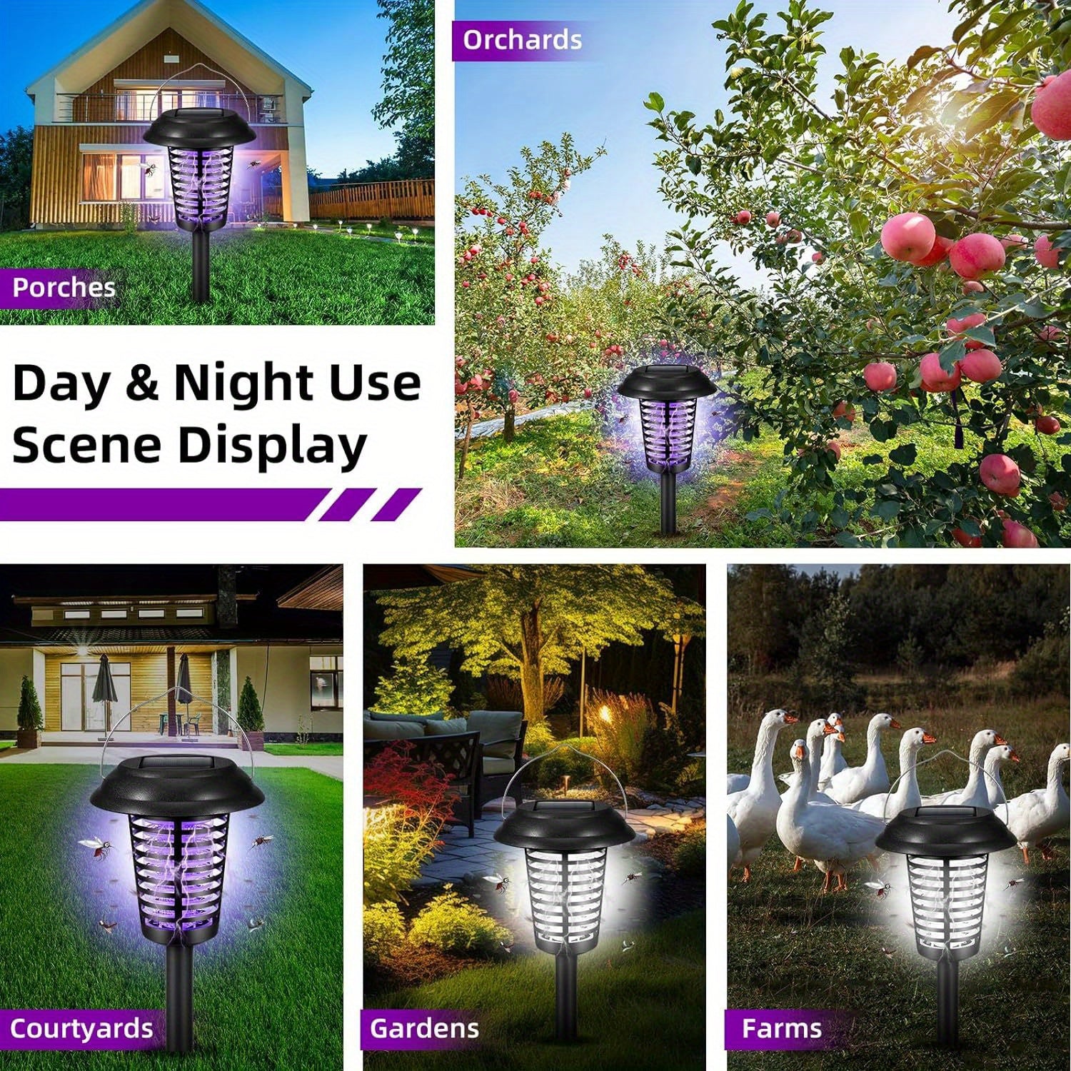 2/4/6pcs Solar Powered Mosquito Zapper Solar Bug Zapper, Bug Zapper Outdoor, Mosquito Repellent Outdoor- Effective Fly Killer & Repellent Light Stake, IP44 Solar Bug Zapper Landscape Light for Garden & Yard