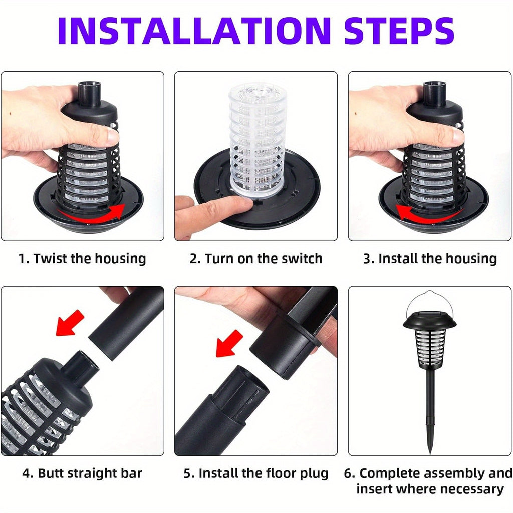 2/4/6pcs Solar Powered Mosquito Zapper Solar Bug Zapper, Bug Zapper Outdoor, Mosquito Repellent Outdoor- Effective Fly Killer & Repellent Light Stake, IP44 Solar Bug Zapper Landscape Light for Garden & Yard