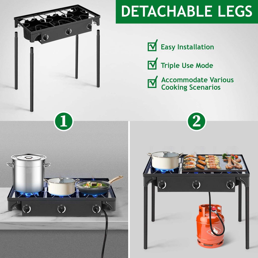 3/2/1 Burner Propane Stove for Outdoor Camping, Picnics, And Grilling - Ideal for Gardens, Gatherings, And Parties