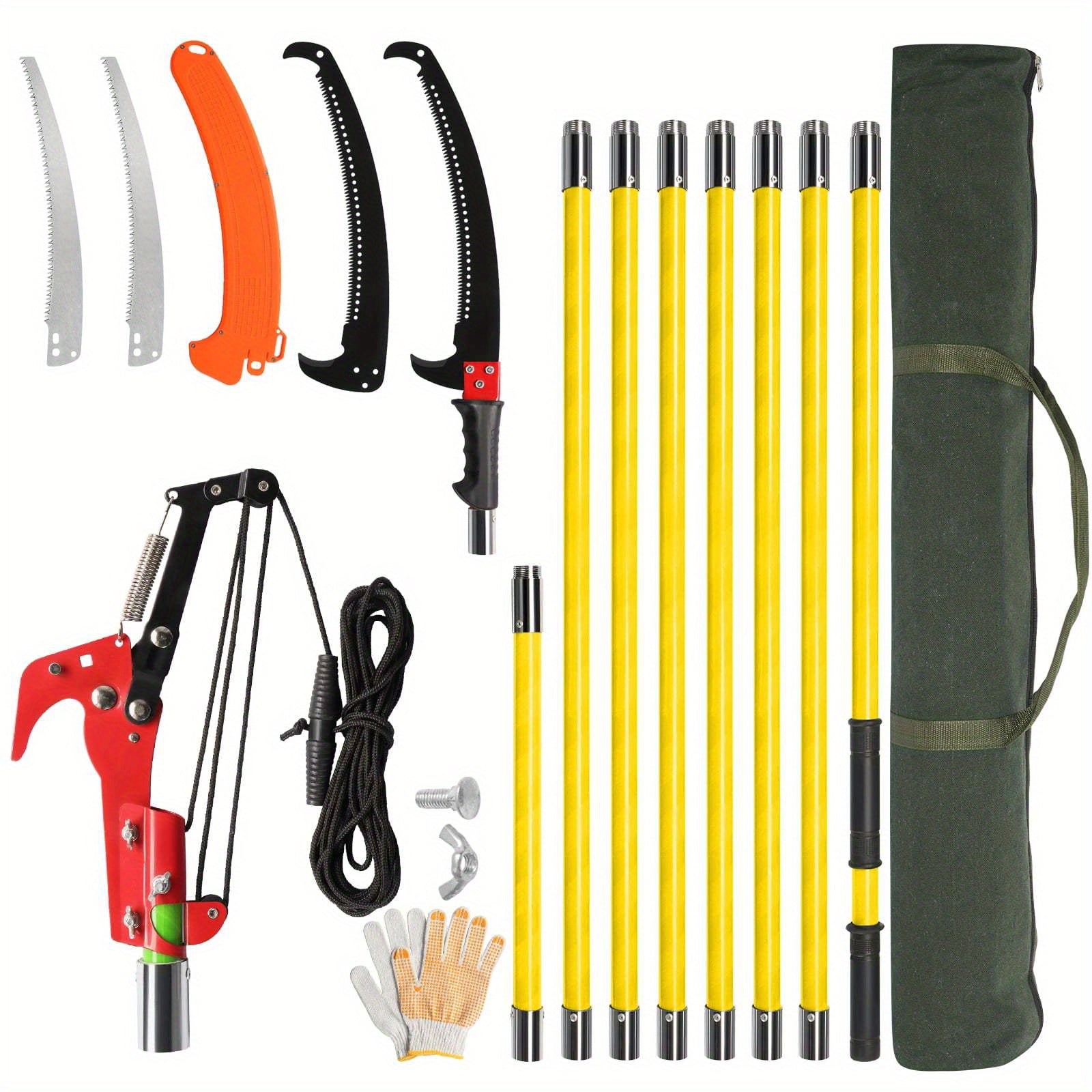 26Ft Pole Saws for Tree Trimming 2 IN 1 Manual Pole Saw Extendable Tree Pruner, Yellow