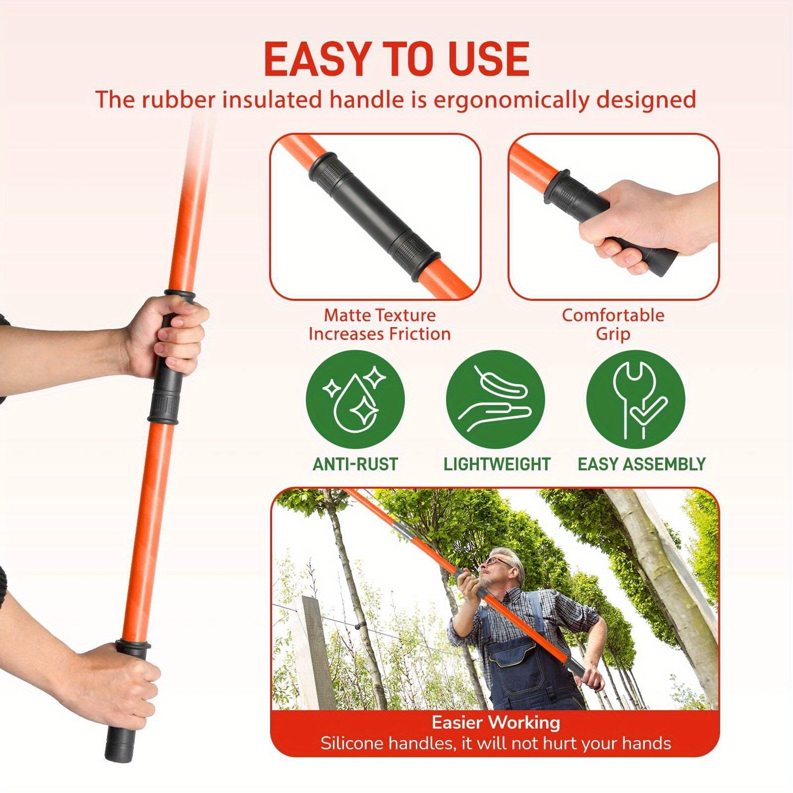 26Ft Pole Saws for Tree Trimming 2 IN 1 Manual Pole Saw Extendable Tree Pruner, Yellow