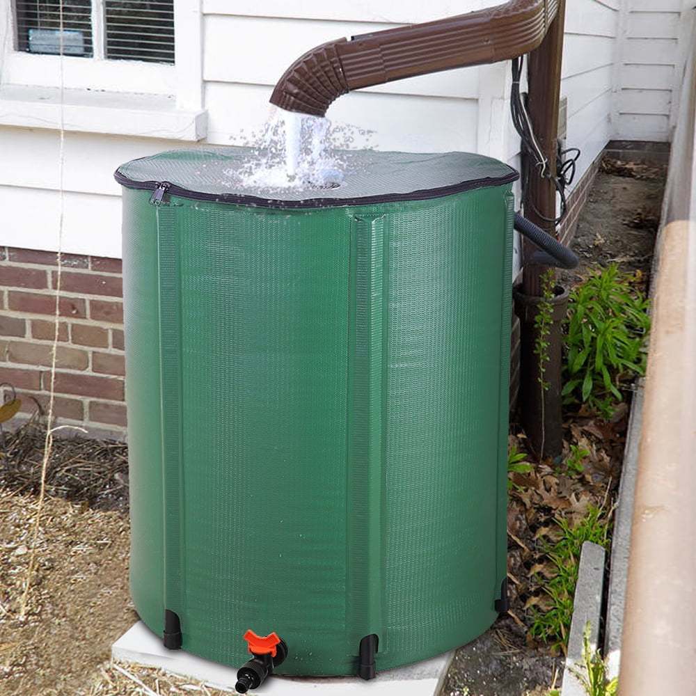 100 Gallon Rain Barrel Outdoor Patio Water Storage Barrel Green