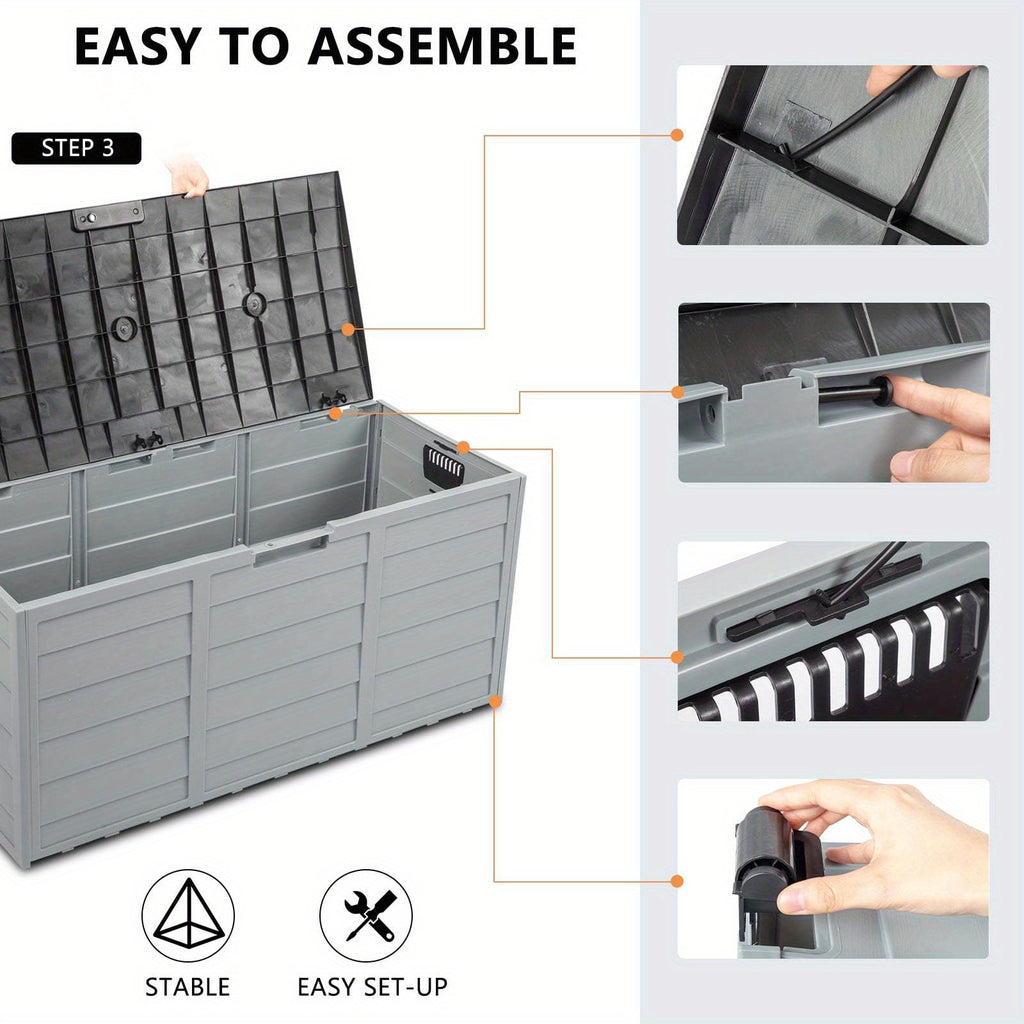 75 Gallon Resin Outdoor Deck Box, 75 Gallon Patio Storage Box with Side Handles, Lockable Storage Containers for Patio Furniture Cushions, Pool Additions, Garden Tools Black/ Brown/ Gray/ Blackandgray, Box, Cabinet, Rack for Outdoor Storage, Box