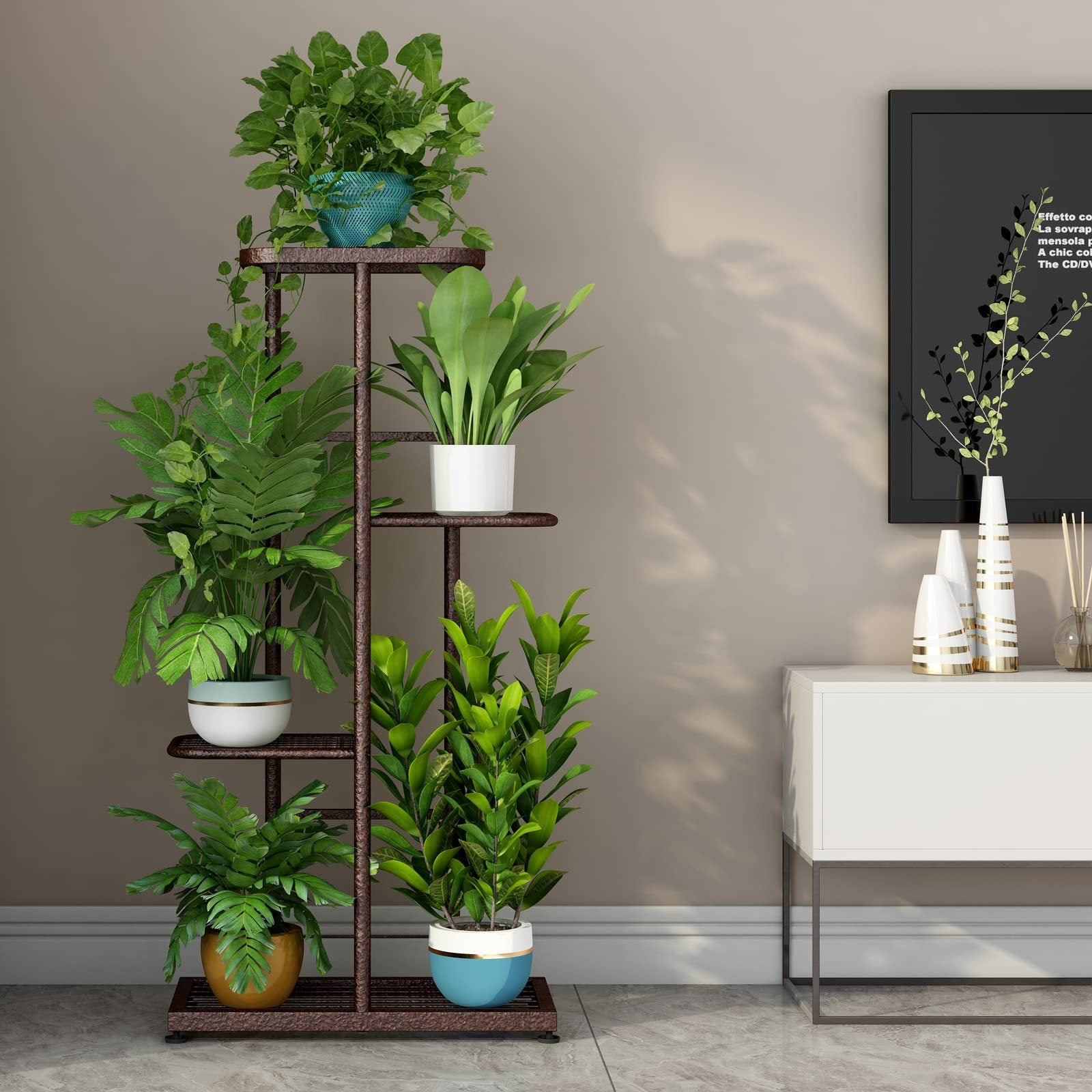 5 Pot/6 Pot/7 Pot- Potted Metal Plant Stand | 31.5In/37.4In/41.3In High Multi-Layer Plant Stand, Suitable for Indoor And Outdoor Plants, Decorations, Living Room Corner Plant Stand - Ideal for Living Rooms, Balconies
