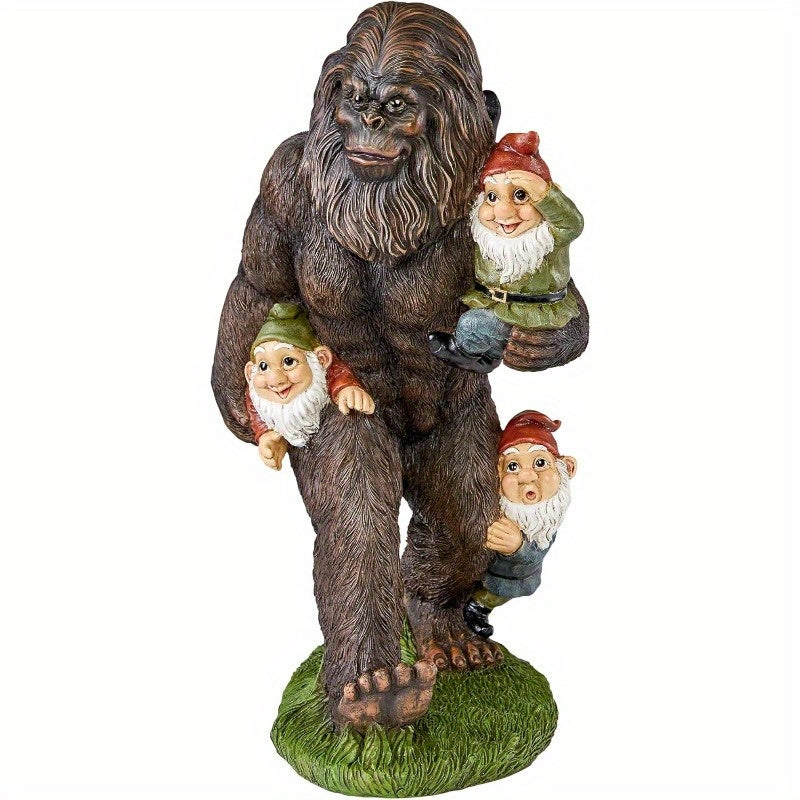 Garden Gnome Bigfoot Snowman Indoor/Outdoor Garden Statue, 8 Inches Tall, Hand-cast Resin, Fully Painted Finish Christmas Snowman Gnome And Bigfoot