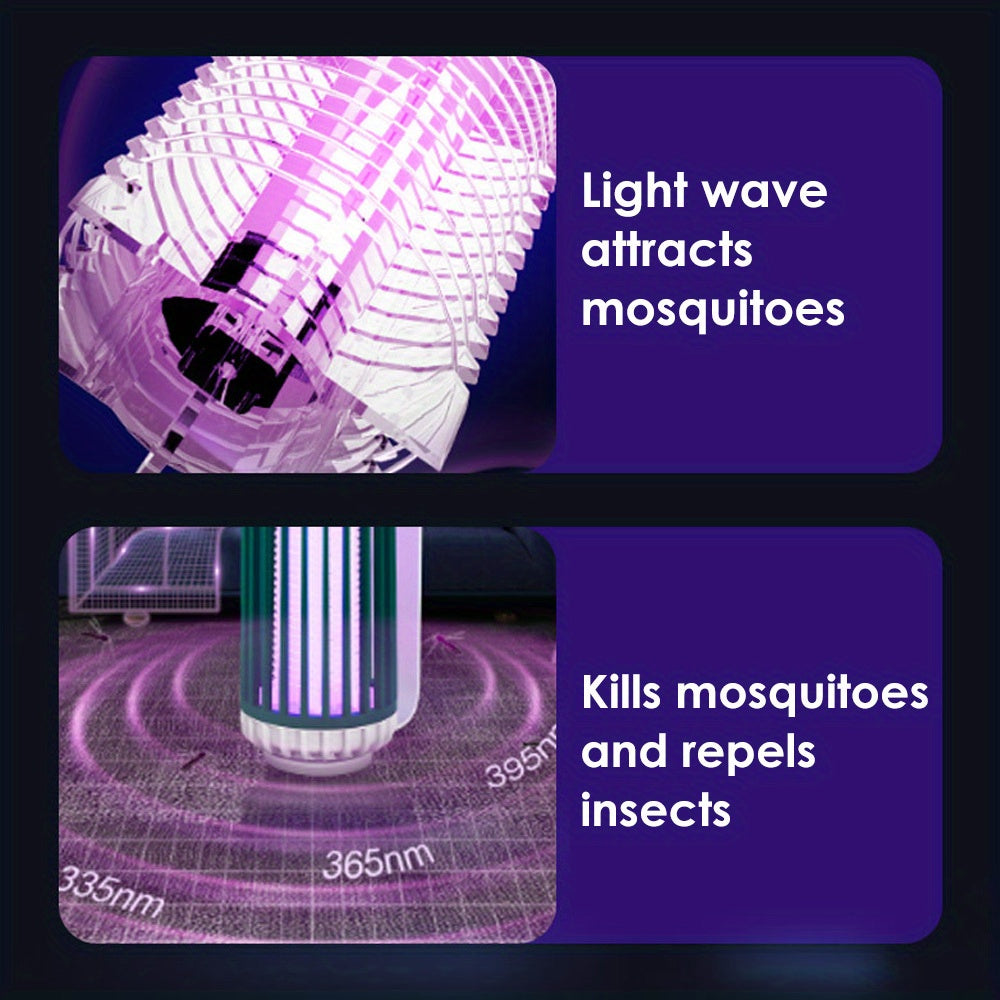 [Portable Mosquito Zapper] Portable Rechargeable Mosquito Zapper Lamp - Dual-Function Purple LED And Desk Light for Camping, Backyard, And Indoor Pest Control (20-100M² Area Coverage)