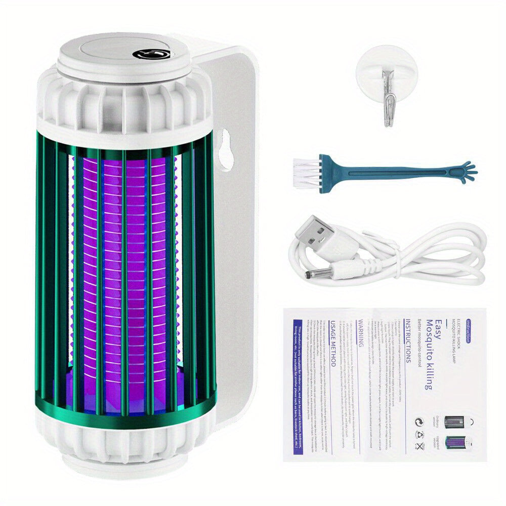 [Portable Mosquito Zapper] Portable Rechargeable Mosquito Zapper Lamp - Dual-Function Purple LED And Desk Light for Camping, Backyard, And Indoor Pest Control (20-100M² Area Coverage)