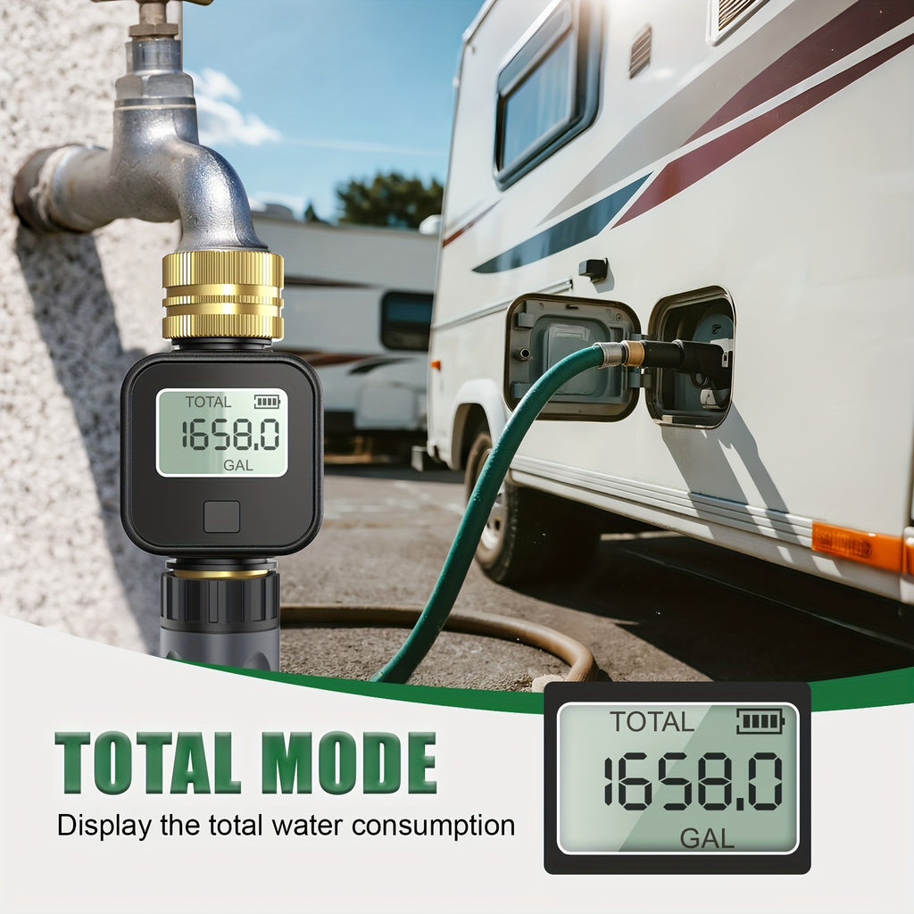 INSOMA Water Flow Meter with Brass Inlet And Outlet Metal Thread, IP55, Measure Gallon/Liter Consumption And Flow Rate for RV Water Tank Filling