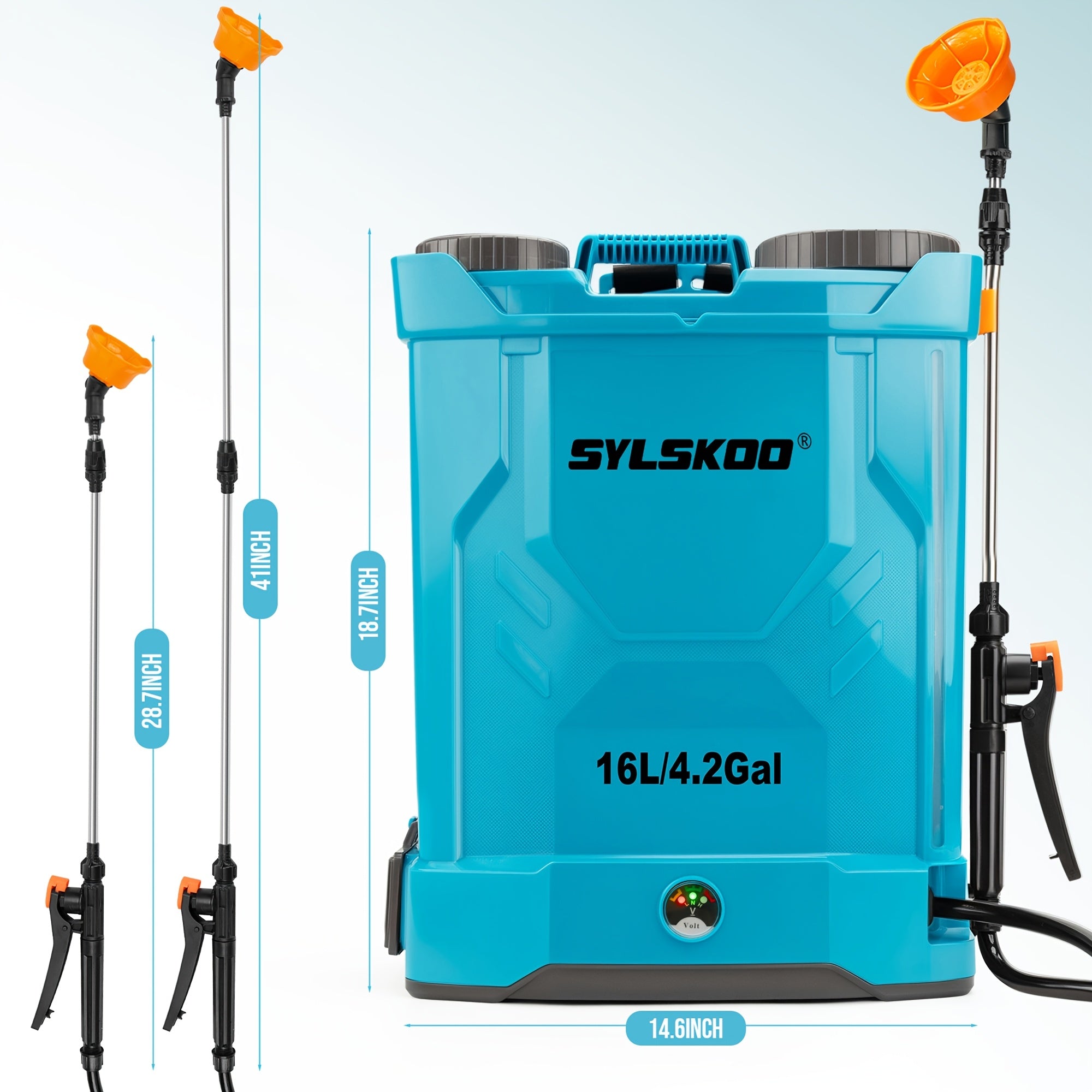 4 Gallon Battery Powered Backpack Sprayer, 0-120 PSI Adjustable Pressure Sprayer With 4000MAH Lithium Battery 12V Powerful Motor, 5 Nozzles With Telescopic Wand, Garden Weed Yard Lawn Sprayer