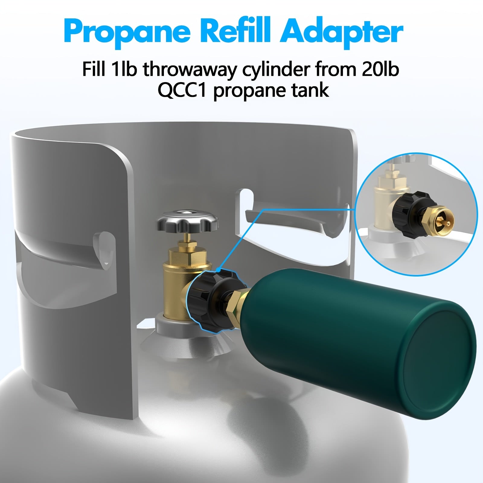 POMEADE Propane Refill Adapter, LP Gas Cylinder Tank Coupler – Fits QCC1/ Type1 Propane Tank And 1Lb Throwaway Disposable Cylinder Propane Bottle Connector