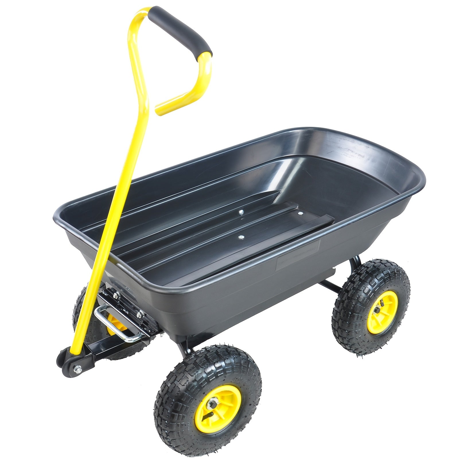 Poly Garden Dump Cart with Steel Frame Yard Dump Utility Cart Heavy Duty Garden Dump Truck with Wheels 330 Lbs Yard Wagon Cart with 180° Rotating Handle And 10 Inches Pneumatic Tire 19.81gal for Outdoor Lawn Yard