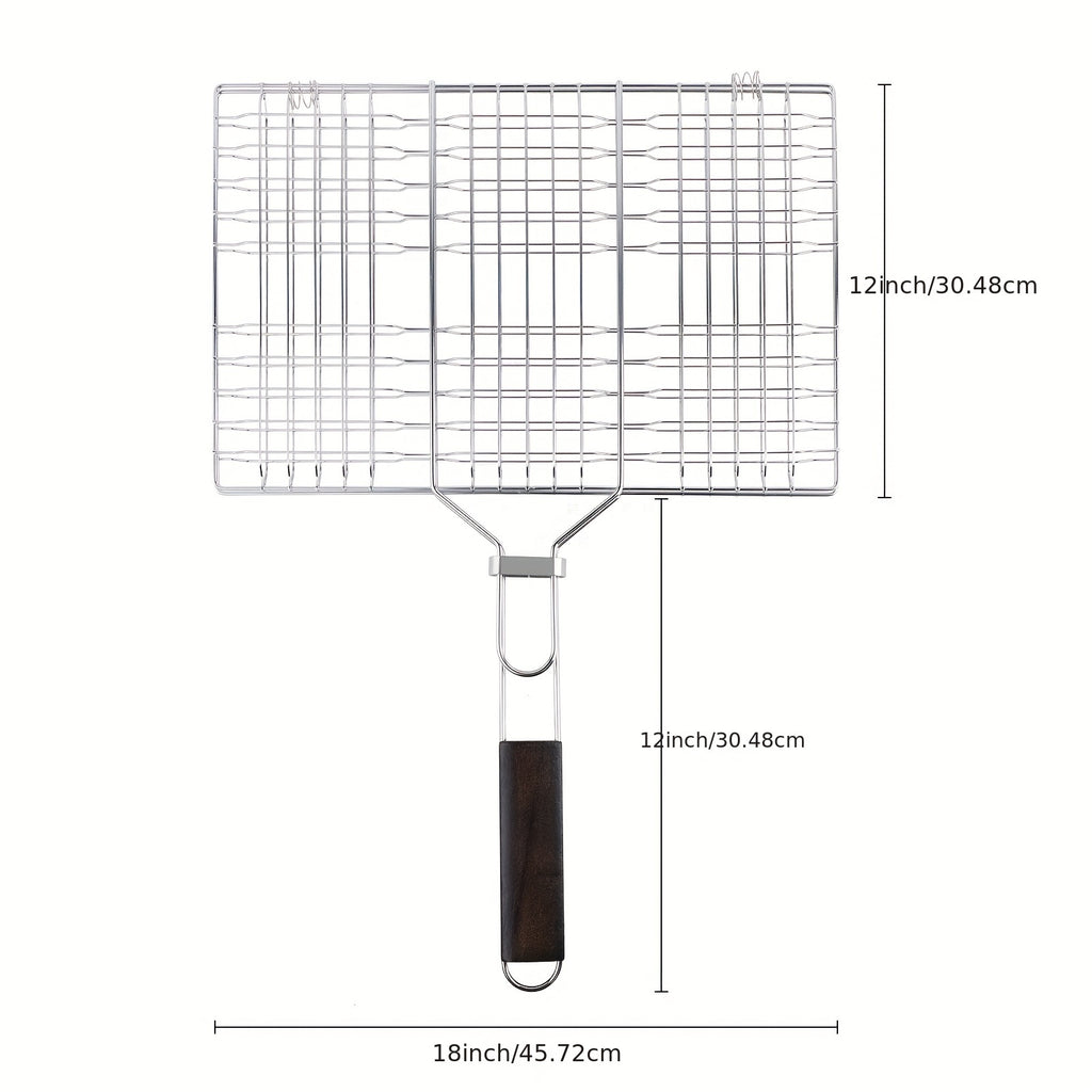 Stainless Steel BBQ Grill Basket - Large, Foldable & Portable for Fish, Shrimp & Vegetables - Perfect for Outdoor Camping, Picnics & Parties - Easy to Clean father gift