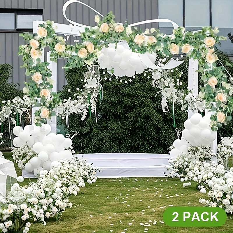 2-Pack Artificial Rose Garland, Fake Flower Hanging Vine, 6.5/6 Feet Long, Suitable for Garden, Room, Wall Decor, Wedding, Birthday Decoration, White / Champagne / Pink