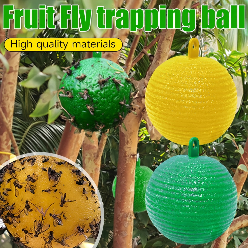 5pcs Fruit Fly Needle Bee Hanging Fly Trap Glue Ball Sticky Worm Ball for Orchard Garden Vegetable Fly Control Summer Sticky Ball, Plastic Trap Indoor And Outdoor, Families, Gardens, Farms, And Parks
