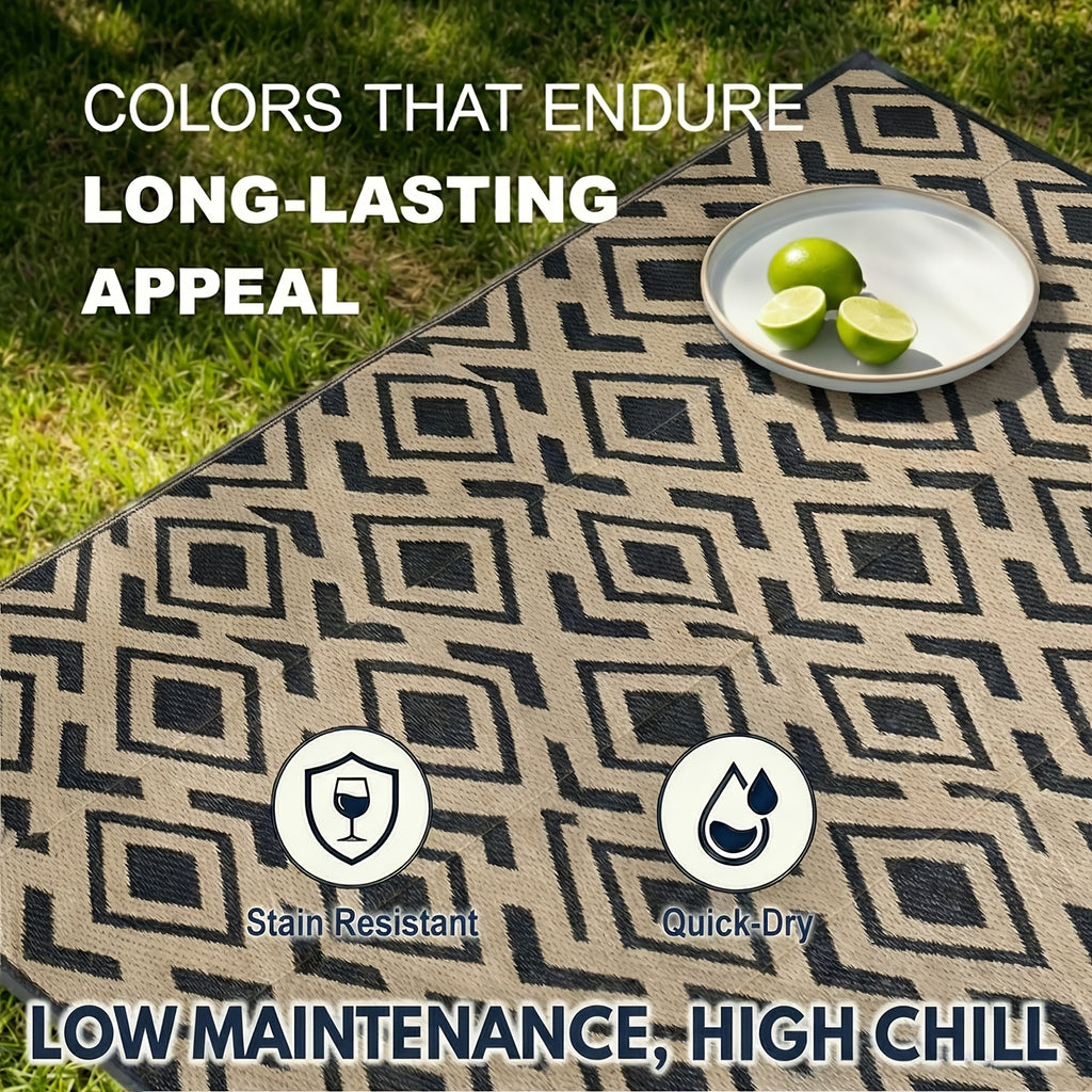 Reversible Mats, Plastic Straw Mat, Modern Area Mat, Large Floor Mat And Mat for Outdoors, RV, Patio, Backyard, Deck, Picnic, Beach, Trailer, Camping