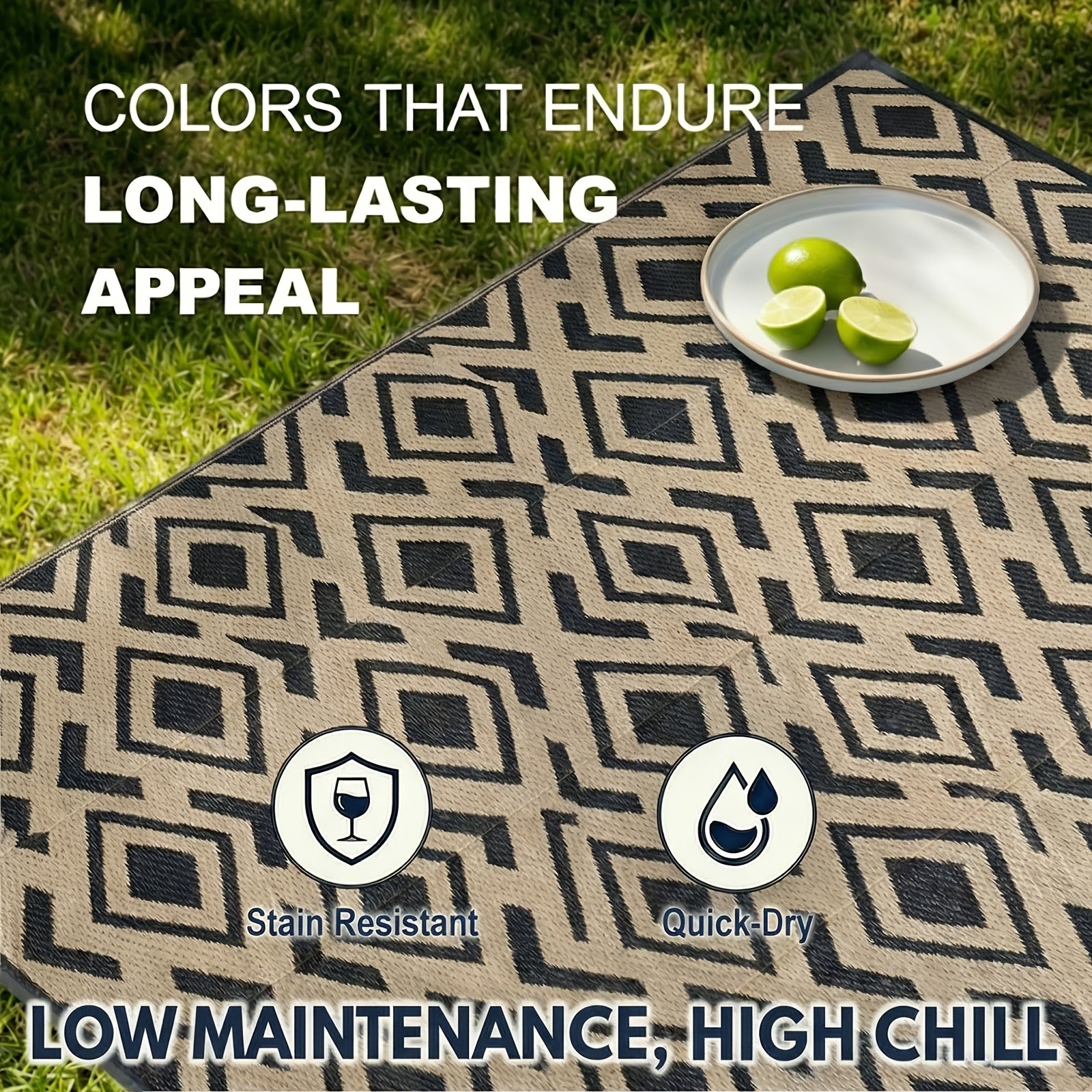 Reversible Mats, Plastic Straw Mat, Modern Area Mat, Large Floor Mat And Mat for Outdoors, RV, Patio, Backyard, Deck, Picnic, Beach, Trailer, Camping