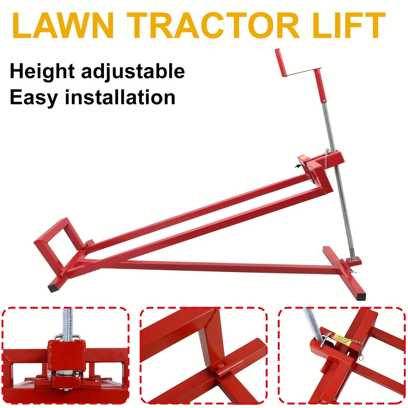 Lawn Mower Lift Jack, 880 Lbs Capacity Telescopic Maintenance Jack with Manual Handle And Power Tool Extension Handle, Adjustable Height - Lawn Mower Lift Table for Garden Tractors/Riding Lawn Mower