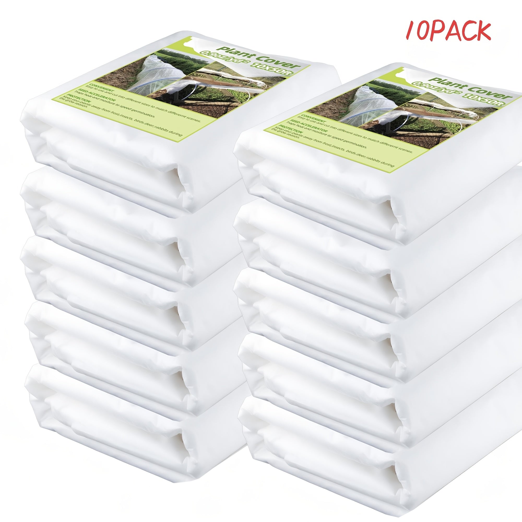 1/3/5/10pcs 10x50ft Plant Covers, Freeze Protection Frost Cloth for Winter, 0.9oz/yd² Reusable Frost Blankets for Floating Plants, Row Covers for Outdoor Vegetables Season Extension