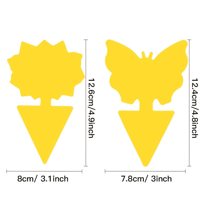 [Sticky Insect Traps] 100pcs Double Sided Butterfly Shaped Sticky Board Sticky Insect Board Yellow Insect Trap Sticky Traps Multiple Pot Pest Sticker Flying Insect Catching Control Sticker Home Greenhouse