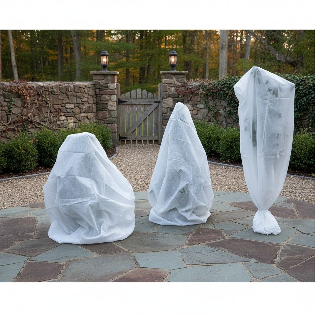5Pack 2.2oz Plant Covers Freeze Protection, Winter Frost Cloth, Reusable Frost Blankets, Tree Cover Drawstring Bags For Outdoor Fruit Potted Shrub Season Extension (31.4*39.3, 39.3*47.2, 47.2*70.8)inch