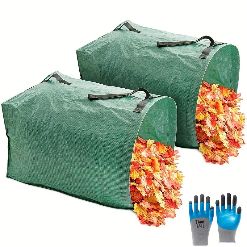 Large Capacity 52.83gal Dustpan Garbage Bag((1 Pack)-with A Pair Work Gloves, Garden Collection Bag, Durable Waterproof Material, Suitable for Leaves, Grass Clippings Garden Waste, Convenient Foldable Design, Easy to Store And Use, Essential Garden
