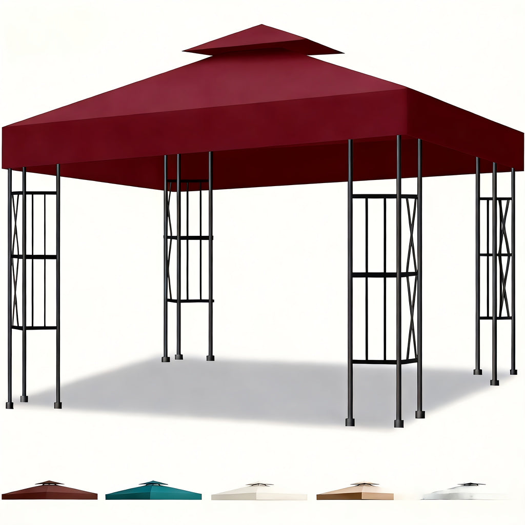10X10 Canopy Replacement Top Cover Canopy Top Replacement Double Layer Vented Sunshade Cover 10'X10' Outdoor Gazebo for Backyard/Patio/Garden UV Resistant Top Cover solely Bracket Not Included