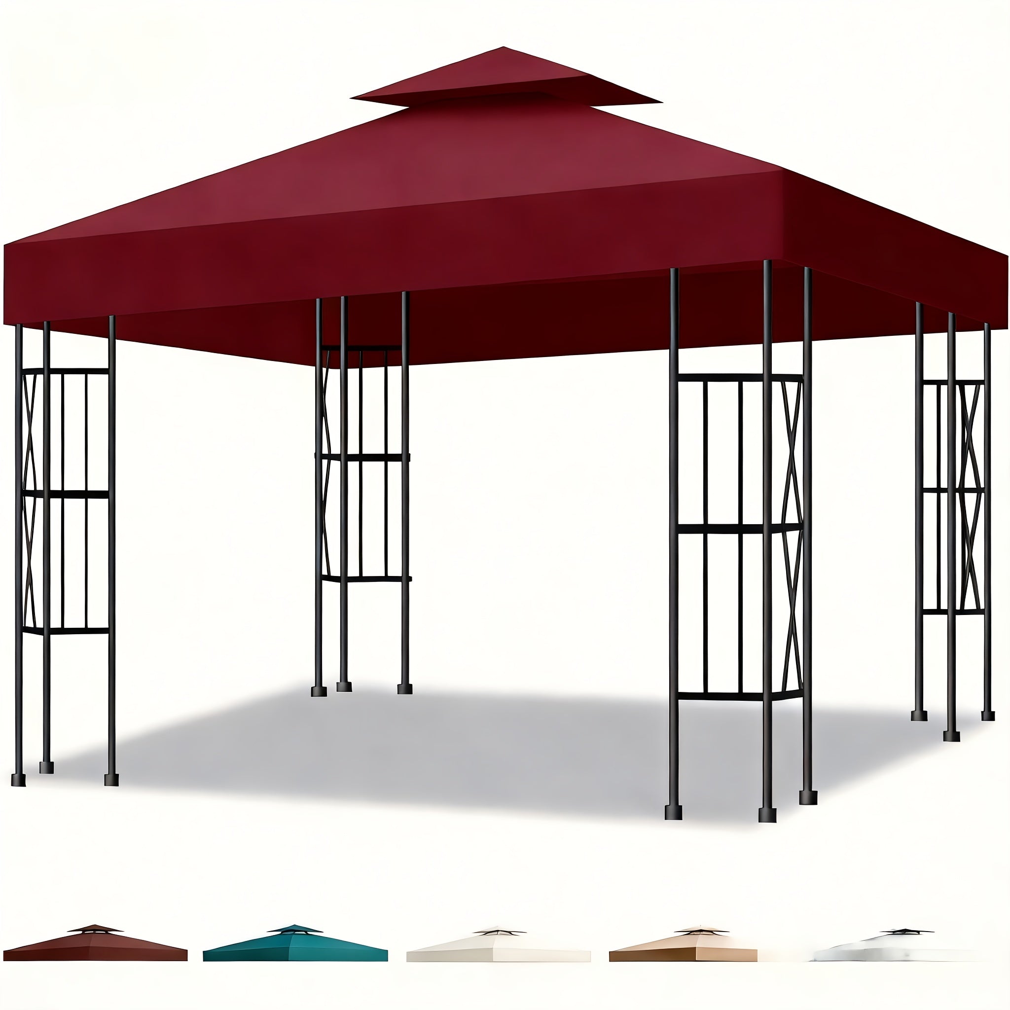 10X10 Canopy Replacement Top Cover Canopy Top Replacement Double Layer Vented Sunshade Cover 10'X10' Outdoor Gazebo for Backyard/Patio/Garden UV Resistant Top Cover solely Bracket Not Included