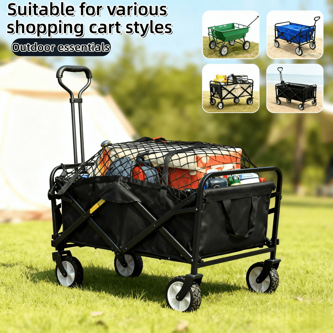 Camping Cart Net, Camping Cart Net Bag, Small Cart Net for Garden Carts, Fixed Net, Camping Cart Storage Net, Open Design with Snap Closure, Suitable for Groceries, Tools - Compatible with Shopping Carts, Lawnmower Baskets (portable).