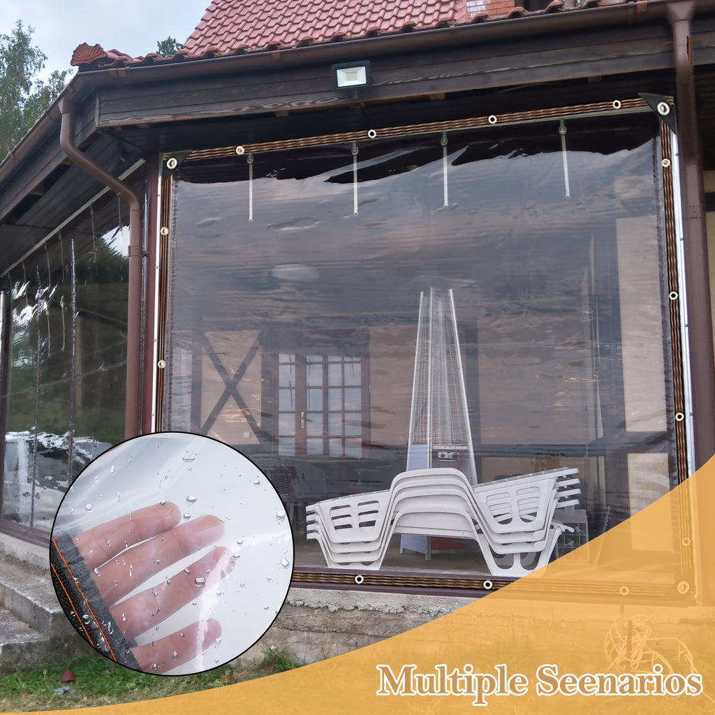 1/2pcsClear Waterproof Tarps with Grommets, Outdoor Garden Rainproof Covering Clear PVC Vinyl Tarp with Clear Tarps for Patio, for Covering Henhouse Porch Canopy Plant Camping