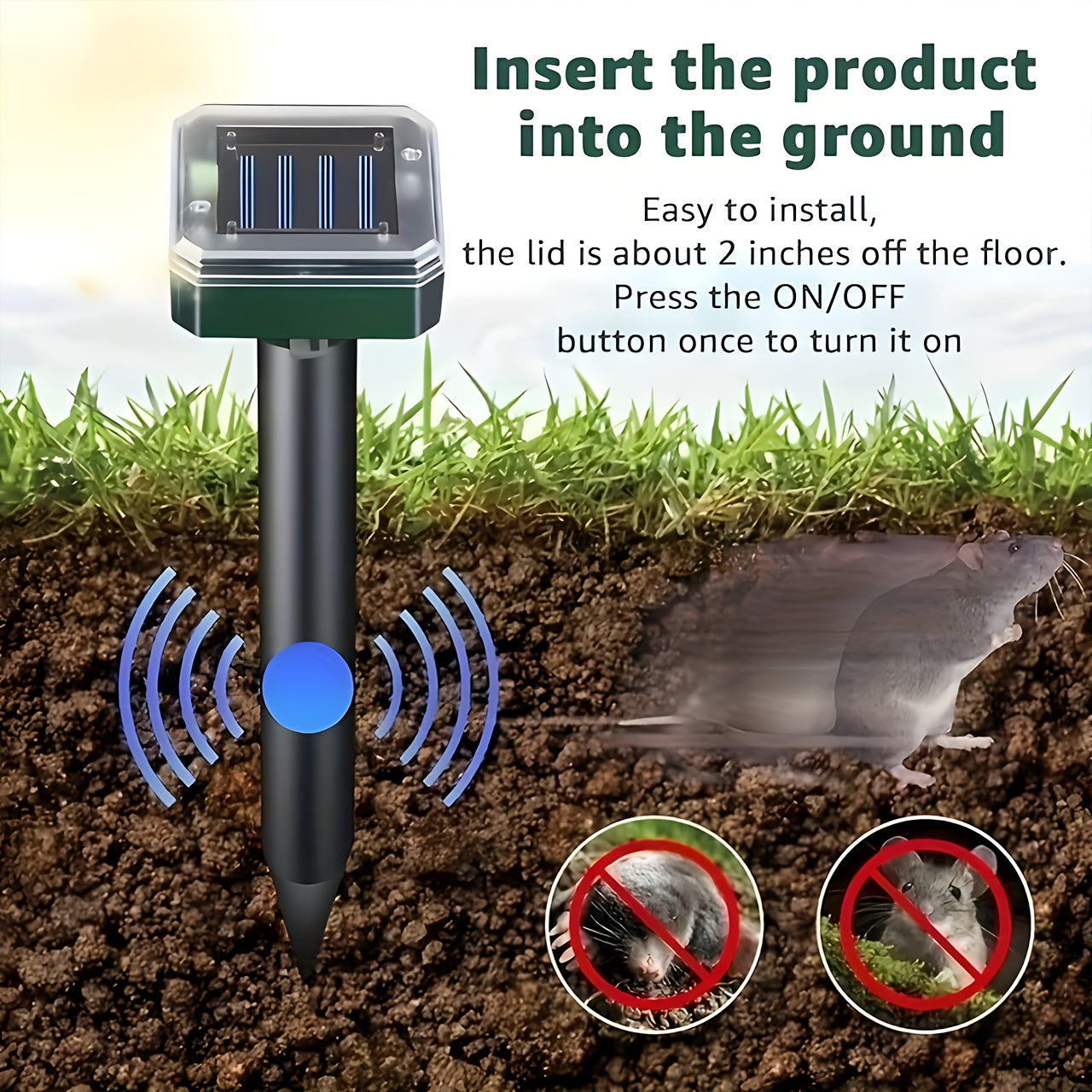1/4/10pcs Ultrasonic Mouse Repellent Solar Device for Preventing Moles, Ground Squirrels, Field Mice, Lawn Garden Courtyard - to Repel Moles, Rats, Rodents