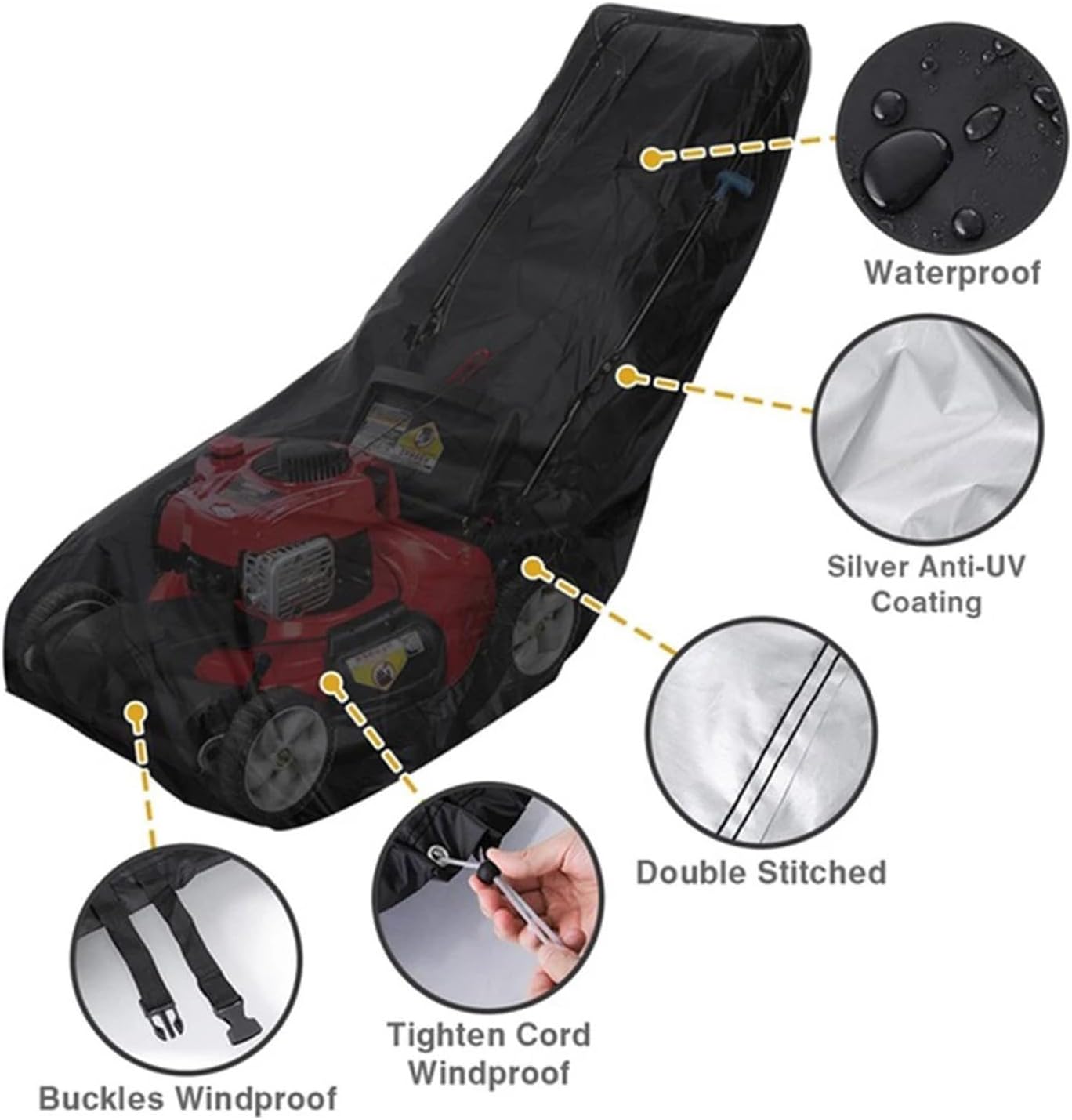 Lawn Mower Cover, Waterproof Push-Type Mower Protective Cover - Universal Oxford Cloth Mower Cover - Featuring Dustproof And Uv-Resistant Properties, Equipped with a Drawstring Design