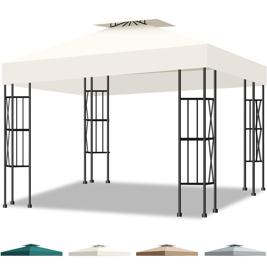 10X10 Canopy Replacement Top Cover Canopy Top Replacement Double Layer Vented Sunshade Cover 10'X10' Outdoor Gazebo for Backyard/Patio/Garden UV Resistant Top Cover solely Bracket Not Included