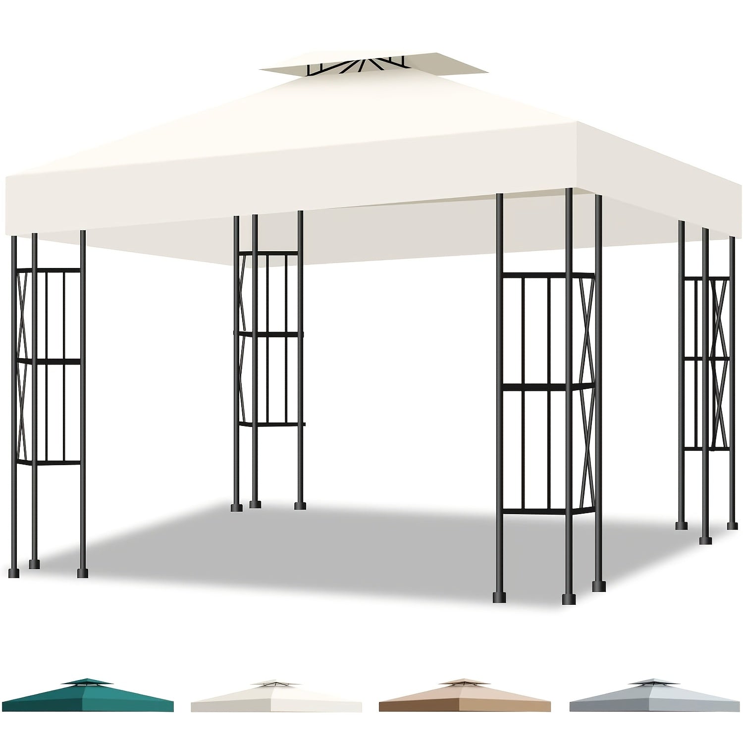 10X10 Canopy Replacement Top Cover Canopy Top Replacement Double Layer Vented Sunshade Cover 10'X10' Outdoor Gazebo for Backyard/Patio/Garden UV Resistant Top Cover solely Bracket Not Included