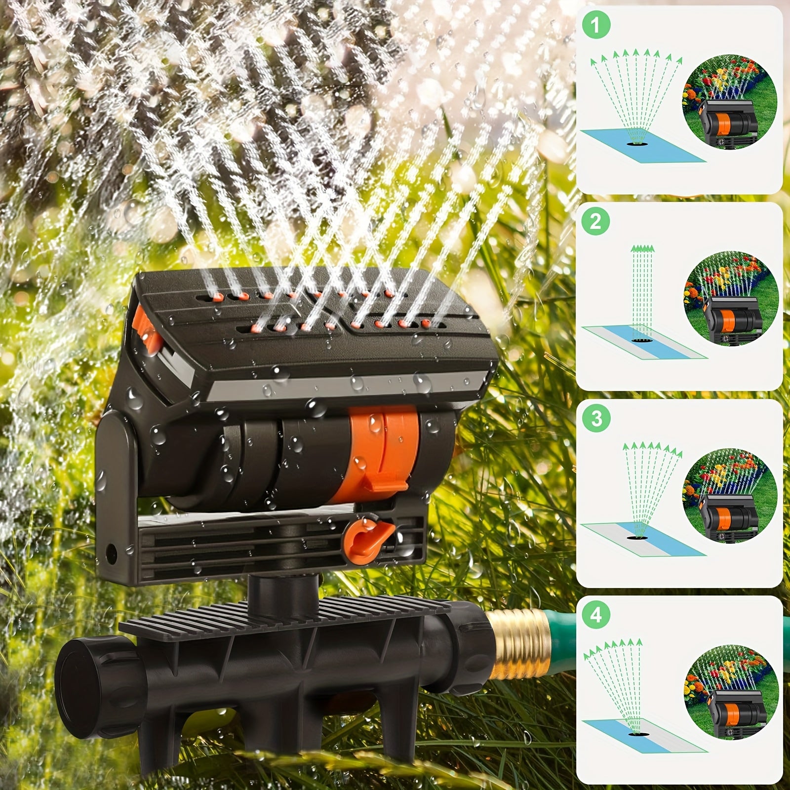 16-Hole Automatic Oscillating Sprinkler, Swing Sprinkler with Adjustable Spraying Range And Water Flow, Irrigation Tool for Garden And Agricultural Use