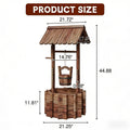 Nordivale Wishing Well Planter Outdoor - Wooden Rustic Garden Decor with Hanging Bucket, Barrel Style Yard Fountain & Water Feature for Patio, Lawn & Outside (Reinforced Base)