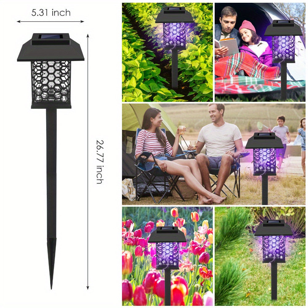 Solar Bug Zapper Outdoor 2/4 Pack Garden Mosquito Zapper IP44 Cordless Rechargeable Auto On/Off Flying Insect Zapper Mosquito Lamp Catcher Decorative Light for Patio