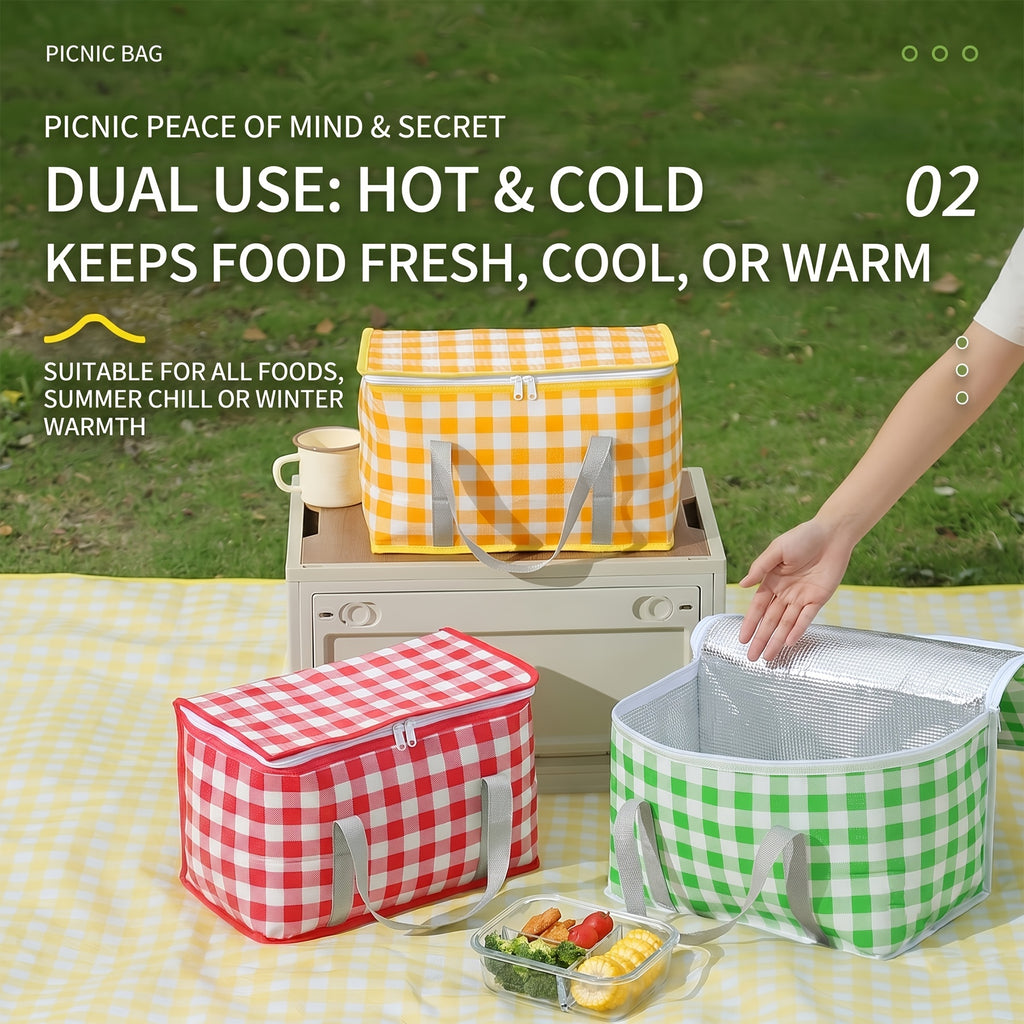 Picnic Bag & Mat Set, Deluxe Insulated Leakproof Large Capacity Cooler Bag, Waterproof Foldable Picnic Blanket, All-in-One Outdoor Supplies for Camping Hiking Beach Travel BBQ Family Party Non-Food Direct Contact