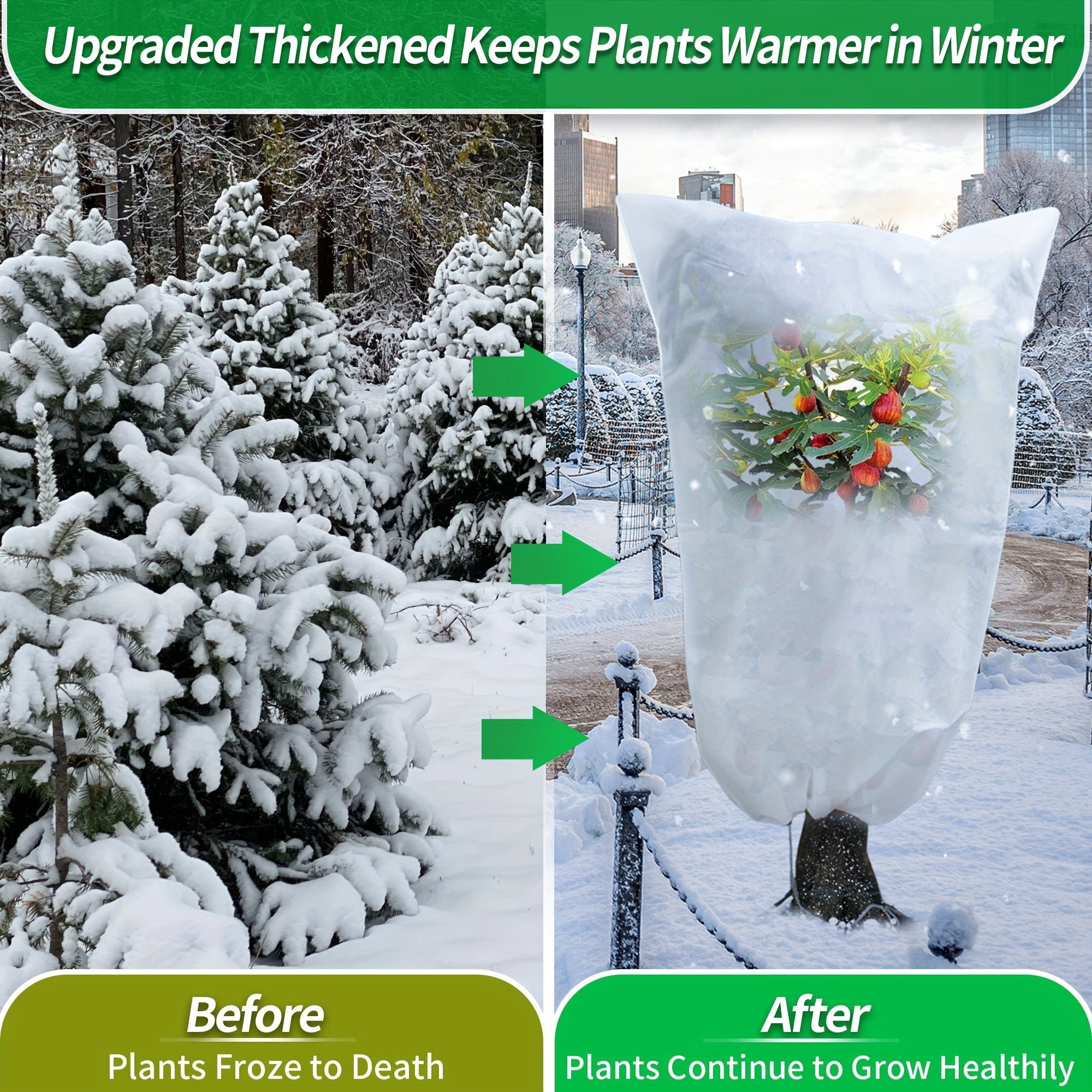 5Pack 2.2oz Plant Covers Freeze Protection, Winter Frost Cloth, Reusable Frost Blankets, Tree Cover Drawstring Bags For Outdoor Fruit Potted Shrub Season Extension (31.4*39.3, 39.3*47.2, 47.2*70.8)inch
