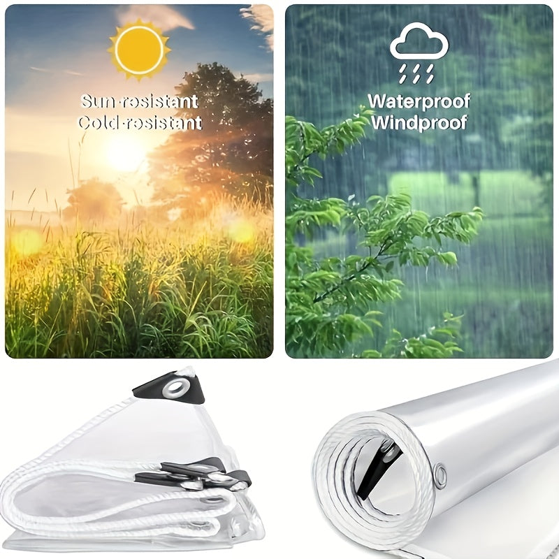 Heavy-Duty Transparent Tarp, 20 Mil Tear-Resistant Polyethylene Cover Designed for Garden Use, Featuring Grommets And Rope for Wind And Snow Protection, Suitable for Chicken Coops, Porches, Greenhouses, Camping, Plants, And Agricultural Mulch
