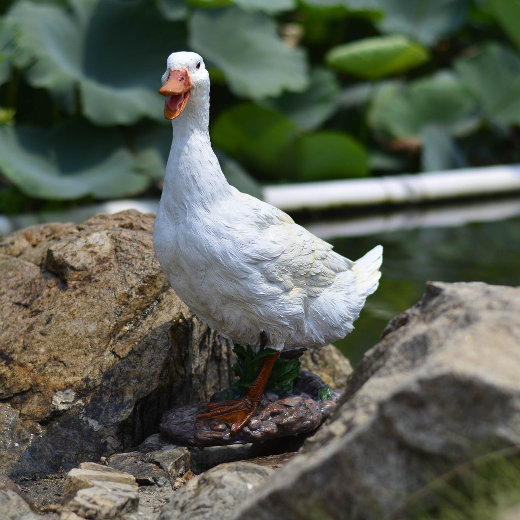[Lifelike Resin Sculpture] Large White Duck Statue - 17. 3" Lifelike Resin Bird Sculpture for Garden, Patio & Home Decor - Perfect for Outdoor Spaces, for Spring