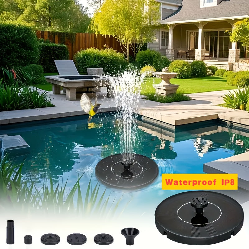 Solar Bird Bath Fountain Pump, IPX8, Upgrade 1W/1.5W Solar Fountain with 6 Nozzle, Free Standing Floating Solar Powered Water Fountain Pump for Bird Bath, Garden, Pond, Pool, Compact Fountain, Decorative Water Spray, Durable Plastic Pump