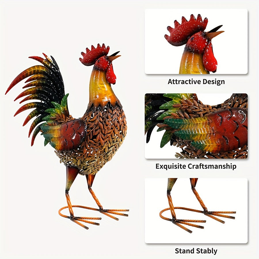 1pc Rustic Metal Garden Stake, Featuring a Farmhouse-Style Chicken Ornament Sculpture, Ideal for Outdoor Decor in Lawns, Gardens, Yards, And Farms, Perfect As a Housewarming Gift Or Home Decoration
