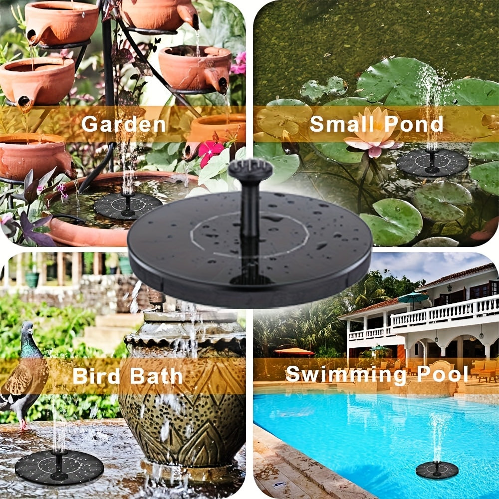 1W/1.5WSolar Polysilicon Panel Fountain Pump, Diameter 13cm, IPX8 Free Standing Floating Solar Powered Water Fountain Pump, 8 to 20 Inches Water Spray, Outdoor Watering Submersible Pump for Pond, Pool, Garden, Fish Tank, Yard, Birdbath