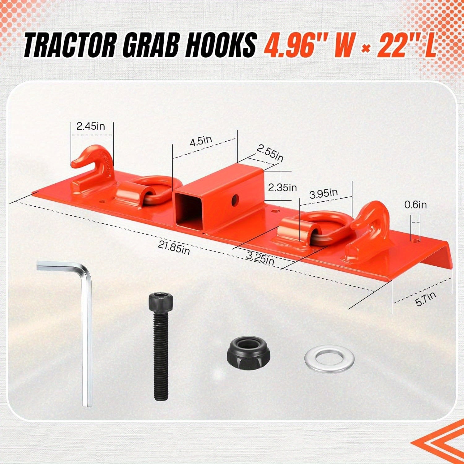 Heavy Duty Bolt On Compact Tractor Bucket Hooks | 2" Receiver Compatible with JOJOKA 1025R 2320 2520 2720 2025R 2032R 2038R 3032E 4010 4100 41