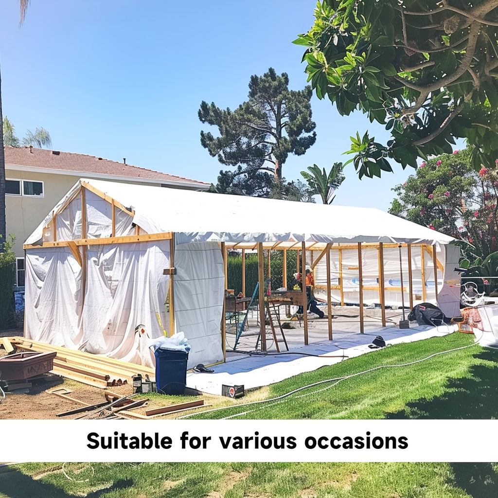 [Waterproof Outdoor Tarpaulin] Extra Thick 14 Mil Poly Tarp Cover Waterproof Snow Rain Resistant Poly White Tarpaulin With Grommets And Reinforced Edges For Outdoor Camping Pool Cover Tear And Rip Resistant Poly Tarpaulin