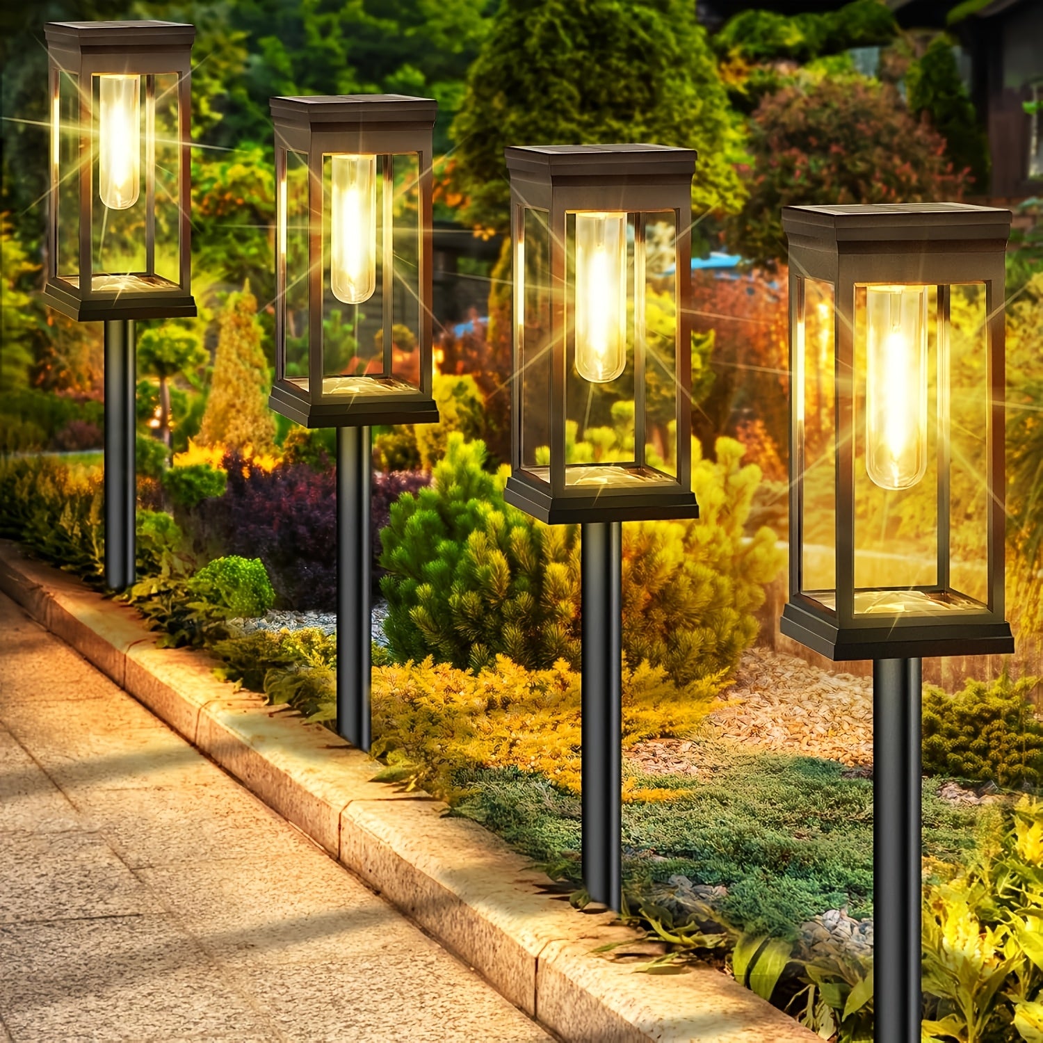 Outdoor Solar Street Lamps, 6/4pcs Outdoor Bright Solar Lamps, IP68 Solar Garden Lamps, Solar Landscape Lighting for Courtyard Terraces, Walkways, Driveways And Roads (Warm White)
