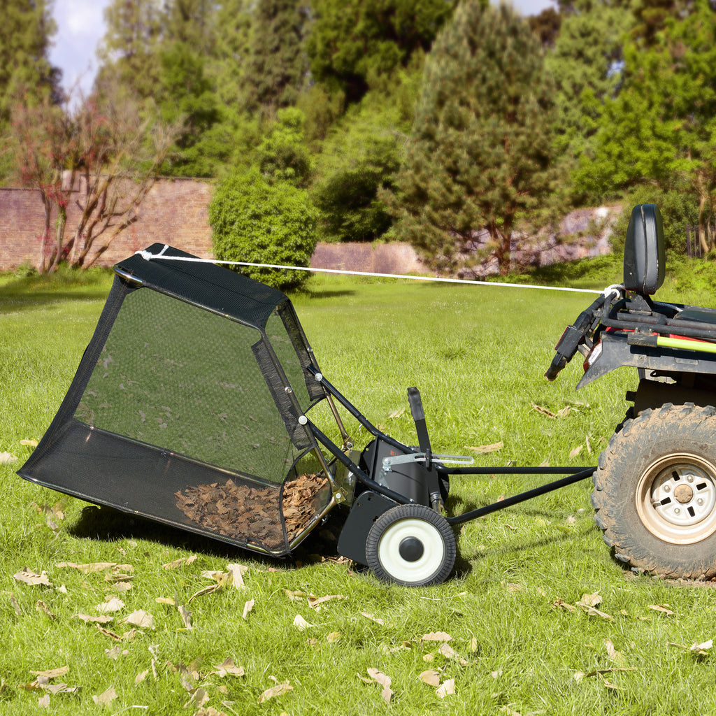 VEVOR Push Lawn Sweeper, 21-inch Leaf & Grass Collector, Strong Rubber Wheels & Heavy Duty Thickened Steel Durable to Use with Large Capacity 3.5 cu. ft. Mesh Collection Bag, 2 Spinning Brushes